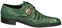 Mauri "Palazzo Pitii" 44233 Hunter Green Genuine Alligator / Ostrich Quill Shoes Wint Monkstarp With Alligator Metal Buckle on Last 188