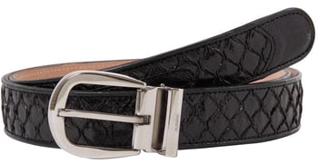 Mauri "IC005" Black Genuine Ostrich Leg / Karung Plaited Belt