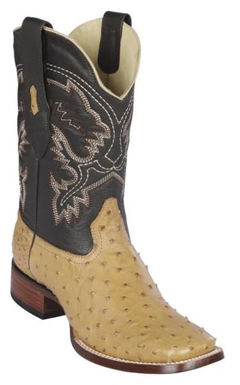 Los Altos Antique Saddle Genuine Ostrich Wide Square Toe Cowboy Boots 8220353