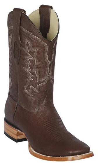 Los Altos Brown Genuine Grisly Wide Round Toe Cowboy Boots 8272707C