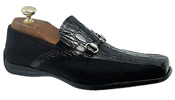 Mauri "9190" Black Genuine Crocodile / Mauri Fabric Loafer Shoes