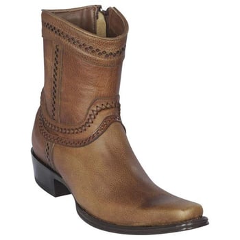 Los Altos Honey Genuine Rage Leather  European Square Toe Low Shaft Cowboy Boots 76B9951