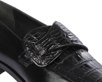 Lombardy Black Genuine Crocodile Dress Loafer with Side Loop ZLM038205.