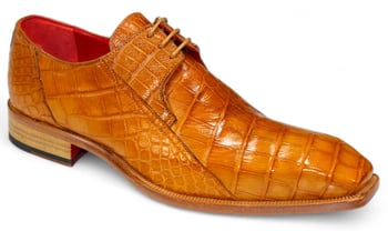 Fennix Italy "Logan" Cognac Genuine Alligator Lace-Up Dress Shoes.