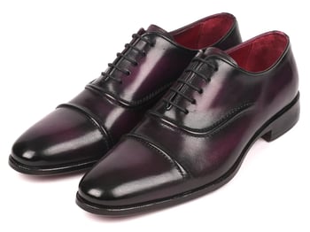 Paul Parkman Purple Genuine Leather Men's Cap-Toe Oxford Dress Shoes 077-PRP