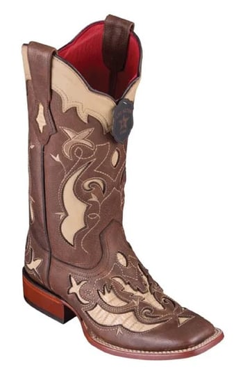 Los Altos Women's Sanded Oryx Genuine Teju Leather Wide Square Toe Cowgirl Boots 32R0711