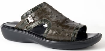 Mauri "5017" Olive Genuine Crocodile / Ostrich Platform Sandals.