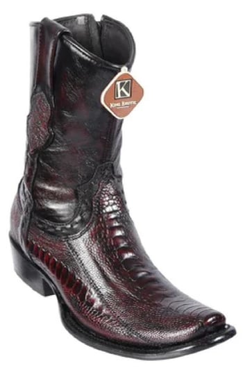 King Exotic BlackCherry Genuine Ostrich Leg Boots   Dubai Square Toe Cowboy Boots 479B0518