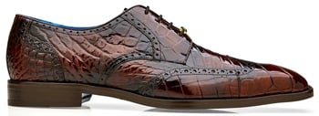 Belvedere "Santo" Antique Brown Genuine American Alligator Wingtip Derby Shoes R70.