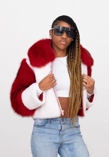G-Gator 1067 Mouton Sheepskin Fox Fur Sleeve Jacket with Collar Lambskin Leather