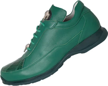 Mauri 8900 Forest Green Genuine Alligator /  Nappa Leather Sneakers With Silver Mauri Alligator Head