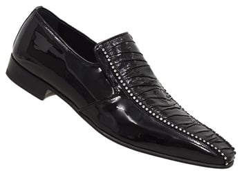 Mauri "4722" Black Genuine Karung Plaited / Patent Leather Evening Loafer Shoes