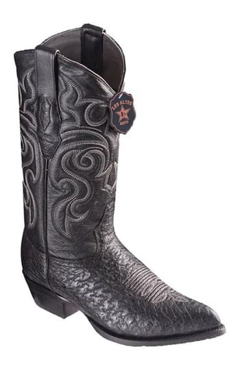 Los Altos Black Genuine Smooth Ostrich J Toe Cowboy Boots 999705