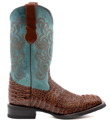 Ferrini Stampede 40493-23 Sport Rust Caiman-Print Leather Square-Toe Cowboy Boots