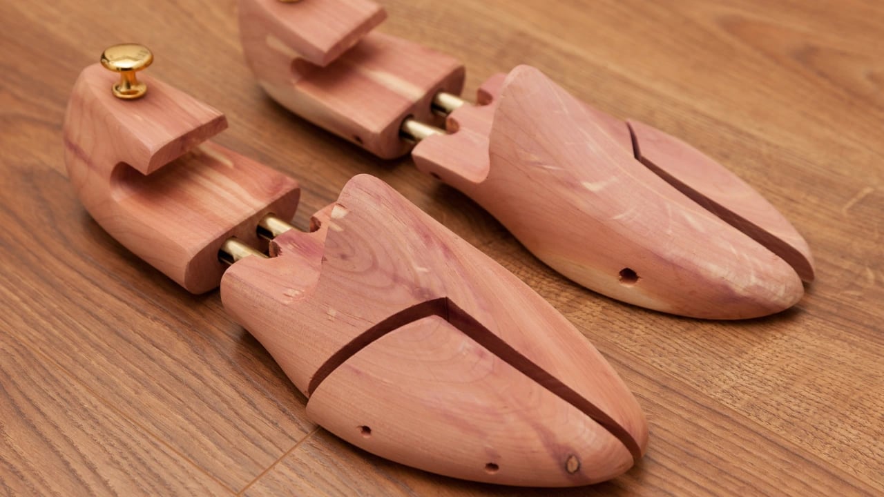 cedar shoe tree on a wooden tiles