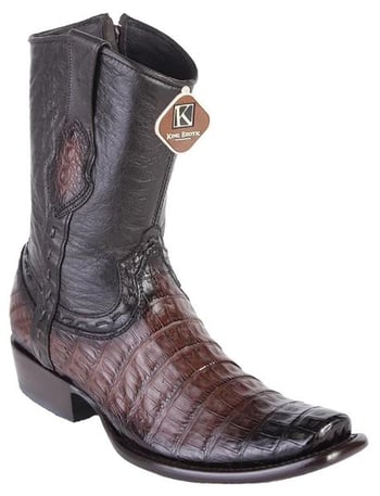 King Exotic Brown Genuine Fuscus Caiman Belly Dubai Square Toe Cowboy Boots 479B8216