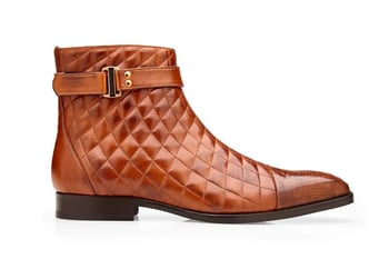 Belvedere "Libero" Ant. Almond Cap-Toe Genuine Ostrich Leg and Quilted Leather Boots R80.