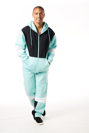 Stacy Adams Black / Aqua Blue / White Sectional Modern Fit Jogger Outfit LUF039