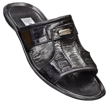 Mauri "Surfer" 1504 Black Genuine Baby Crocodile/Ostrich Sandals