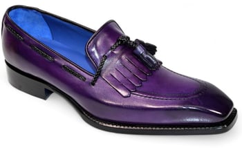 Emilio Franco "Tommaso" Purple Genuine Italian Calf Leather Tassel Loafers.