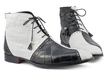 Mauri "Othello" Black / White Genuine Alligator Boots 3095.