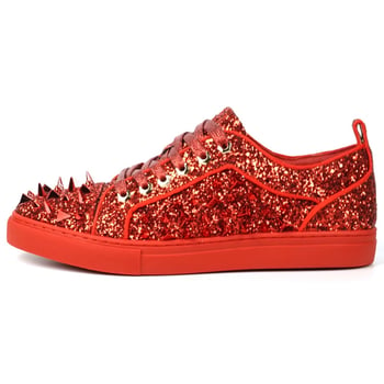 Fiesso Red Glitter Red Spikes Low Cut Sneaker FI2429.