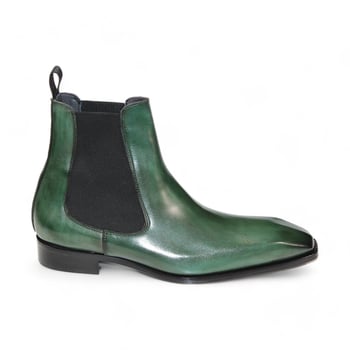 Duca Di Matiste "Empoli" Green Genuine Italian Calfskin Ankle Boots.