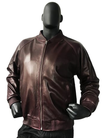 G-Gator Burgundy Genuine Lambskin Leather Baseball Varsity Bomber Jacket 1051.