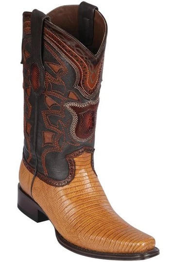 Los Altos Antique Saddle Genuine Teju Lizard European Square Toe Cowboy Boots 760753