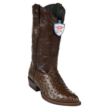 Wild West Brown Genuine Ostrich J Toe Cowboy Boots 2990307