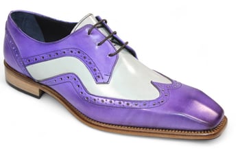 Duca Di Matiste "Saranno" Lavender/Bone Genuine Italian Calf Leather Lace-Up Dress Shoes.