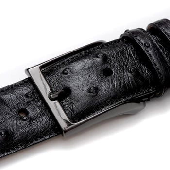 Mezlan Black Genuine Ostrich Skin Belt AO8146.