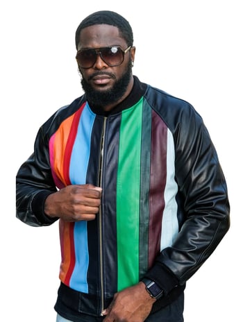 G-Gator 3003 Multicolored Genuine Lambskin Leather Jacket Striped Zip Front