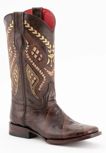 Ferrini Ladies "Jesse" Chocolate Alligator Print Leather Square Toe Cowgirl Boots 93593-09