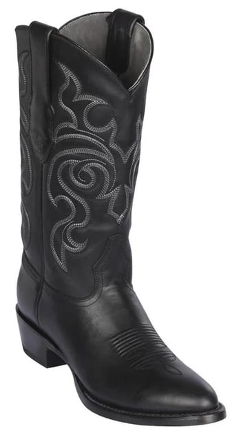 Los Altos Black Genuine Pull Up Leather Round Toe Cowboy Boots 653805