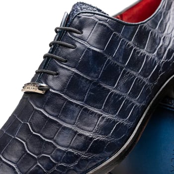 Marco Di Milano Bono Navy Genuine Alligator Lace-Up Oxford Shoes