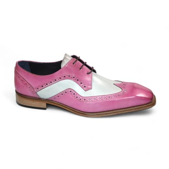 Duca Di Matiste "Saranno" Pink/Bone Genuine Italian Calf Leather Lace-Up Dress Shoes.