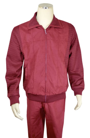 Bagazio Burgundy Microsuede / Sweater Zip-Up Bomber Jacket Outfit BM2185