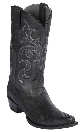 Los Altos Greasy Finish Genuine Ostrich Leg Snip Toe Cowboy Boots 94G0505