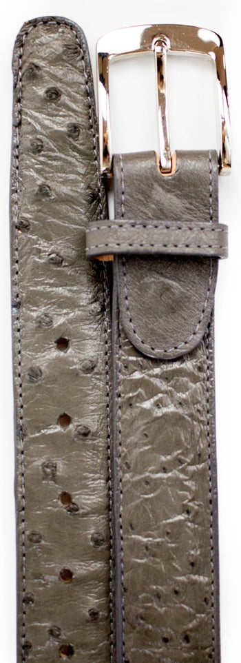 Belvedere 2001 Grey All-Over Genuine Ostrich Quill Belt.