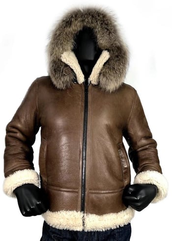 G-Gator Antique Brown Genuine Sheepskin Aviator Jacket B-3 / 800H.