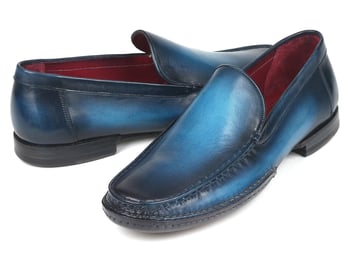 Paul Parkman "MC649-BLU" Blue Genuine Leather Opanka Stitched Moccasins.