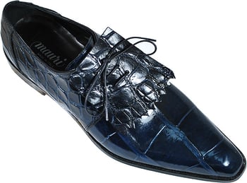 Mauri "Academy" 4283 Wonder Blue Genuine All-Over Alligator Shoes With Kiltie