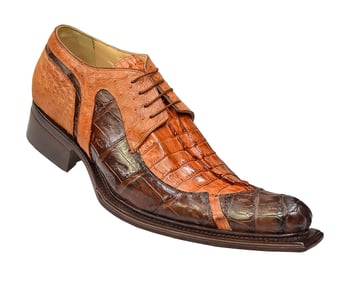 Mauri  "Colt" 44183 Cognac / Sport Rust Genuine Hornback Crocodile / Ostrich Shoes