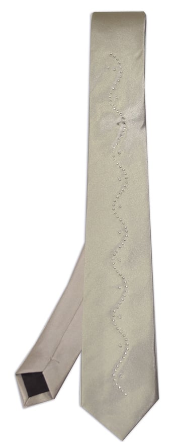 Vittorio Farina VF032 Silver Grey Crystal Studded Satin Skinny Necktie