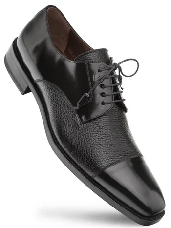 Mezlan "Soka" Black Genuine Calfskin And Deerskin Combination Leather Lace-Up Shoes 15089.