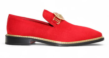 Emilio Franco EF102 Red Suede Gold Hardware Leather Sole Loafer