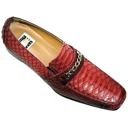 David Eden Moose Head Men's Wine Burmese Python Lace-Up Dress Shoes ...