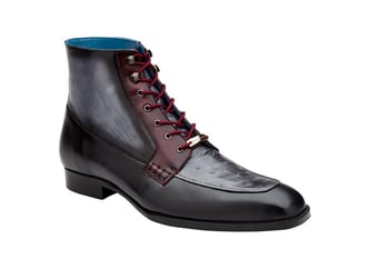 Belvedere "Greco" Black/Gray/Burgundy Genuine Genuine Ostrich Quill and Italian Leather Boots R79.