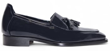 Duca Di Matiste Fano Navy Italian Patent Leather Tassel Loafer.
